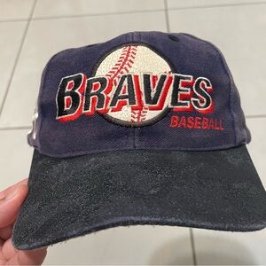 Vtg Atlanta Braves Hat A Logo Made In USA Snap Back MLB Baseball Drew Pearson